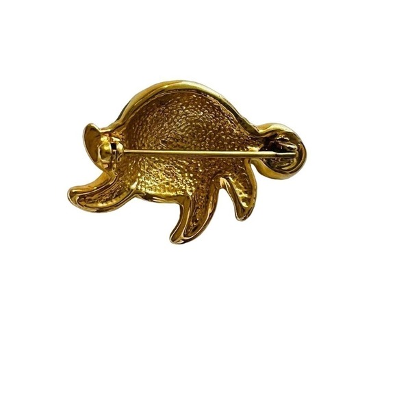 Vintage Cabouchon Turtle Brooch, 18ct Gold Plate, Enamel & Austrian Crystal - Picture 2 of 2